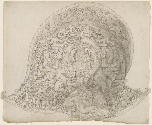 Design for a Burgonet Helmet by Jean Cousin the Elder (French, c. 1490 - c. 1560), 16X12"(A3)Poster Print
