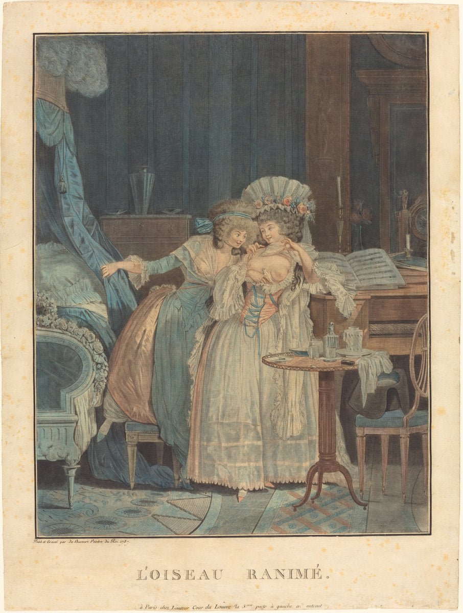 L'Oiseau ranime by Philibert-Louis Debucourt (French, 1755 - 1832), 16X12"(A3)Poster Print