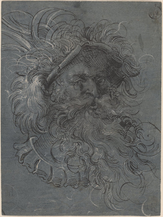 Head of a Bearded Man by Jost Amman (Swiss, 1539 - 1591), 16X12"(A3)Poster Print