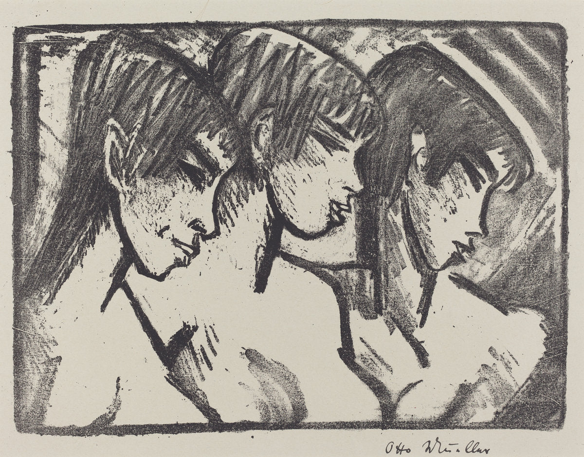 Three Girls in Profile (Drei Madchen im Profile) by Otto Müller (German, 1874 - 1930), 16X12"(A3)Poster Print