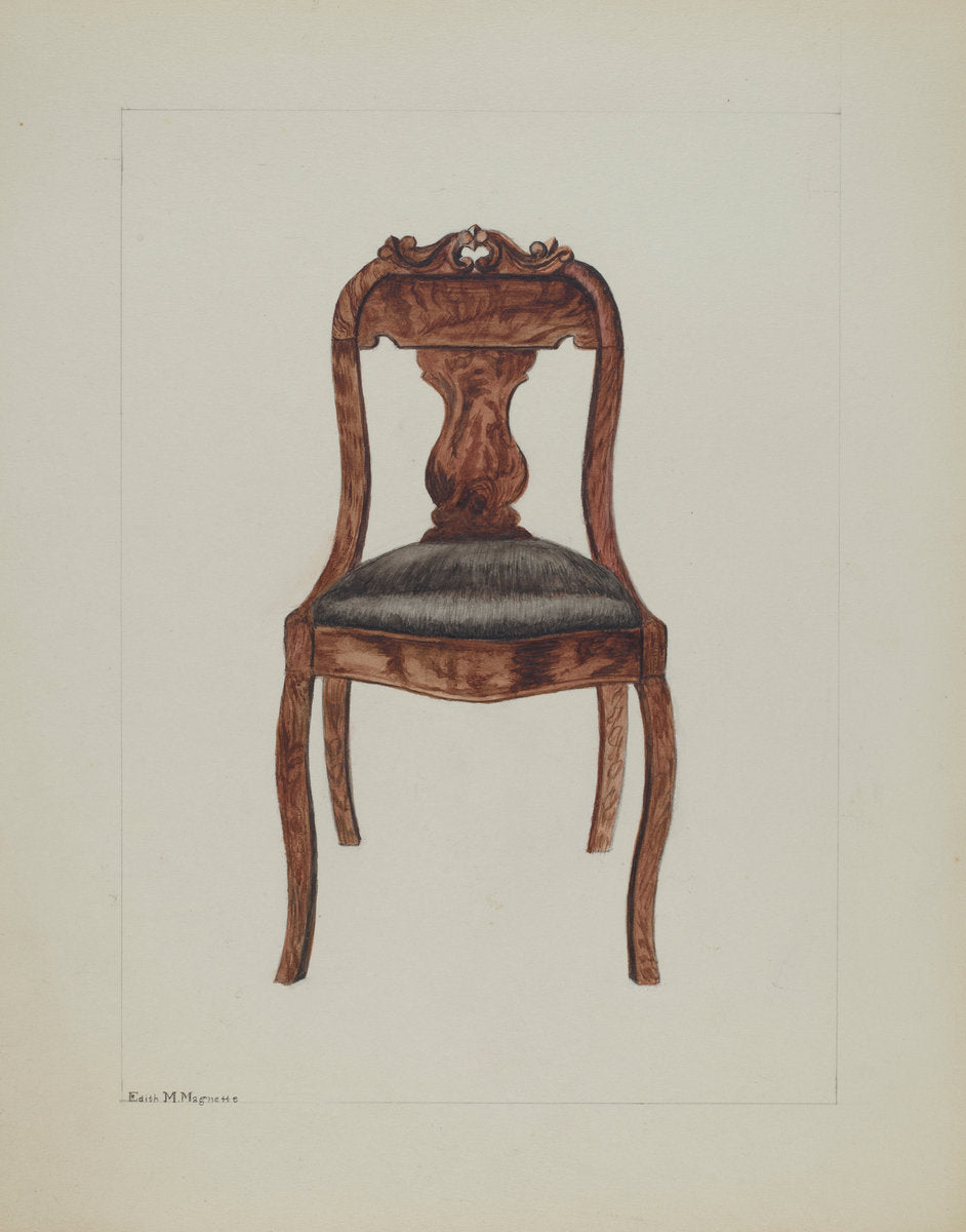 Fiddle-back Chair by Edith Magnette (American, active c. 1935), 16X12"(A3)Poster Print