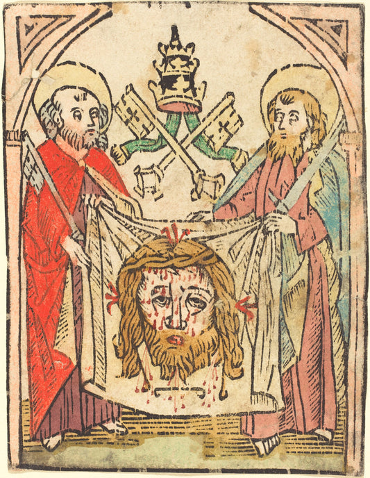 in or after 1475 by German 15th Century (Saints Peter and Paul with the Sudarium), 16X12"(A3)Poster Print