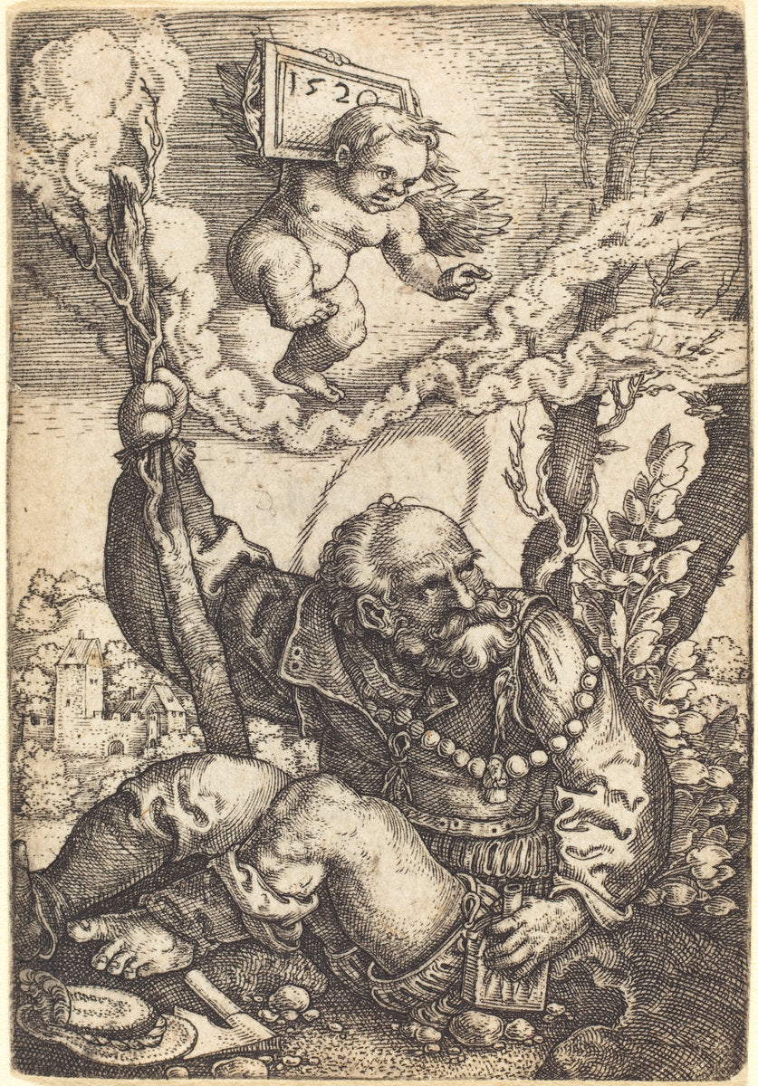 Saint Christopher by Barthel Beham (German, 1502 - 1540), 16X12"(A3)Poster Print