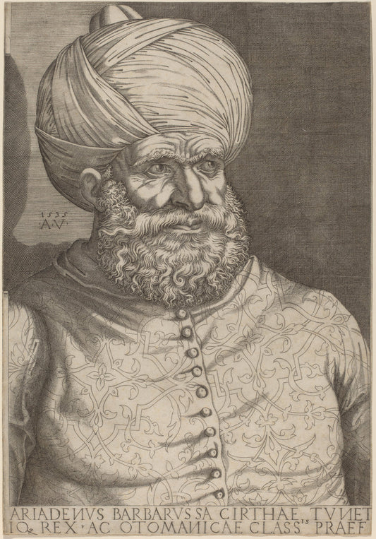 Barbarossa, Khair-ed-Din by Agostino dei Musi (Italian, c. 1490 - 1536 or after), 16X12"(A3)Poster Print