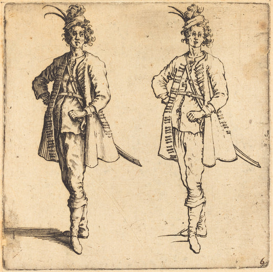 Officer, Front View by Jacques Callot (French, 1592 - 1635), 16X12"(A3)Poster Print