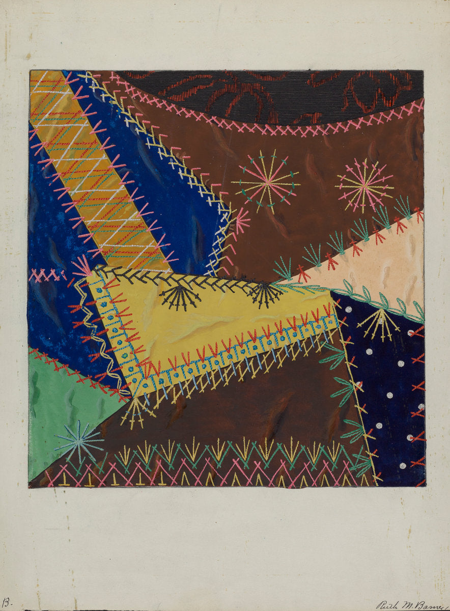 Crazy Quilt by Ruth M. Barnes (American, active c. 1935), 16X12"(A3)Poster Print