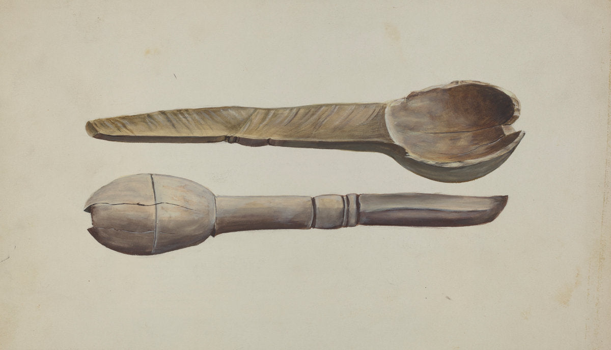 Carved Wooden Spoon by Conrado Barrio (American, active c. 1935), 16X12"(A3)Poster Print