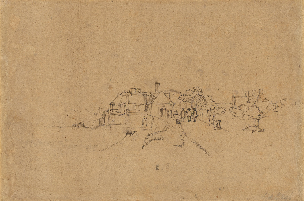 Figures on the Anthoniesdijk Entering Houtewael [verso] by Rembrandt van Rijn (Dutch, 1606 - 1669), 16X12"(A3)Poster Print