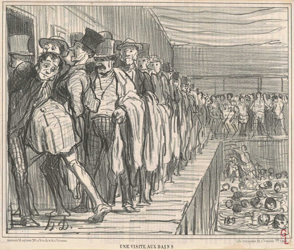 Une visite aux bains by Honoré Daumier (French, 1808 - 1879), 16X12"(A3)Poster Print