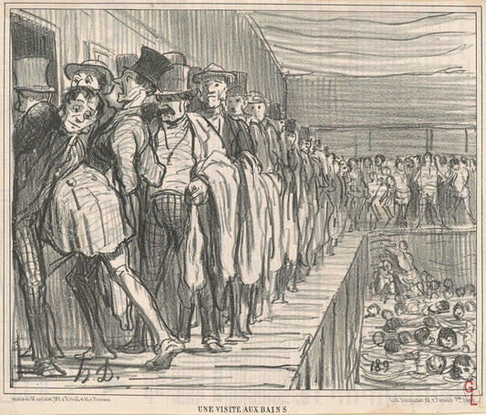 Une visite aux bains by Honoré Daumier (French, 1808 - 1879), 16X12"(A3)Poster Print