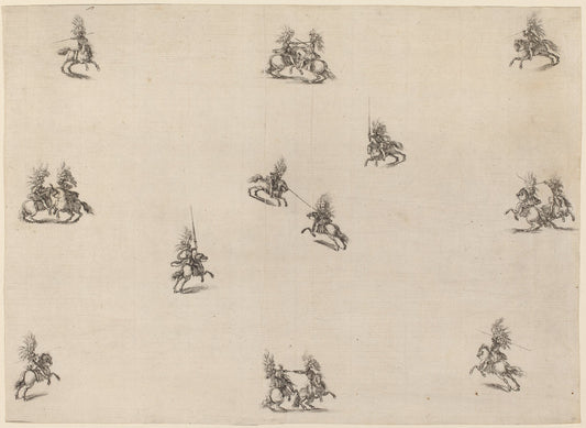 Fighting Cavaliers by Stefano Della Bella (Italian, 1610 - 1664), 16X12"(A3)Poster Print