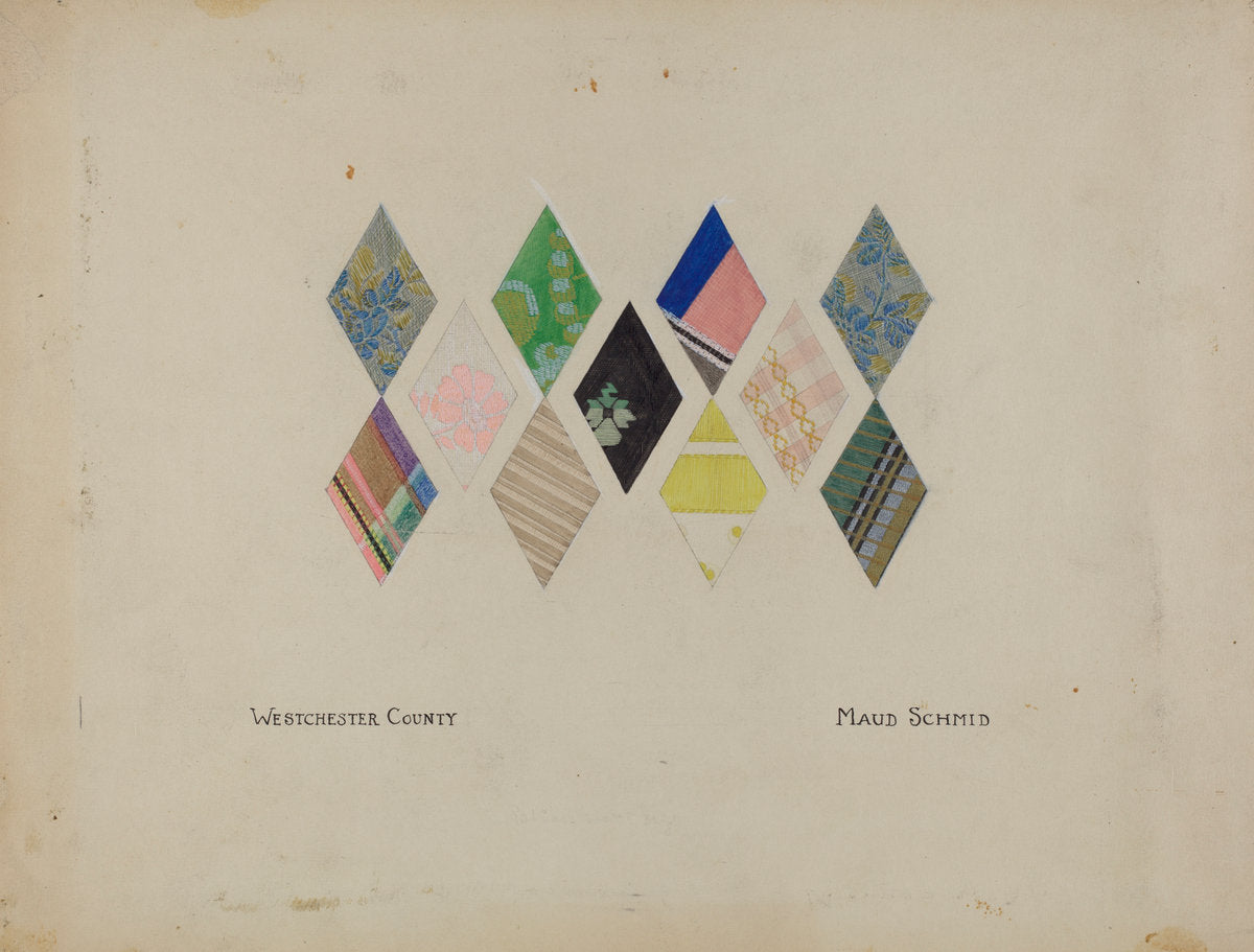 Printed Quilt Patterns by Maud Schmid (American, active c. 1935), 16X12"(A3)Poster Print