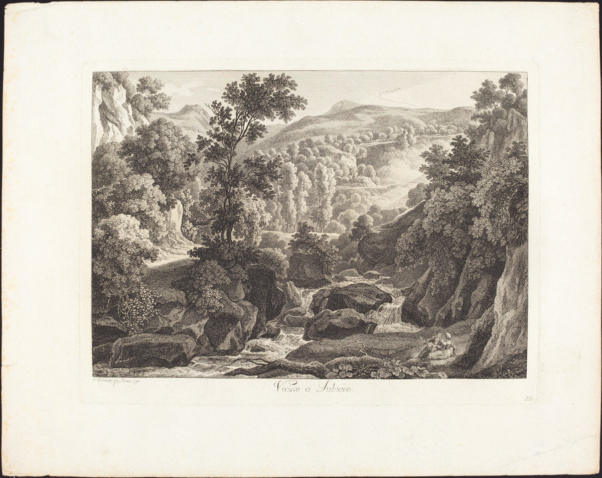 Vicino a Subiaco by Johann Christian Reinhart (German, 1761 - 1847), 16X12"(A3)Poster Print