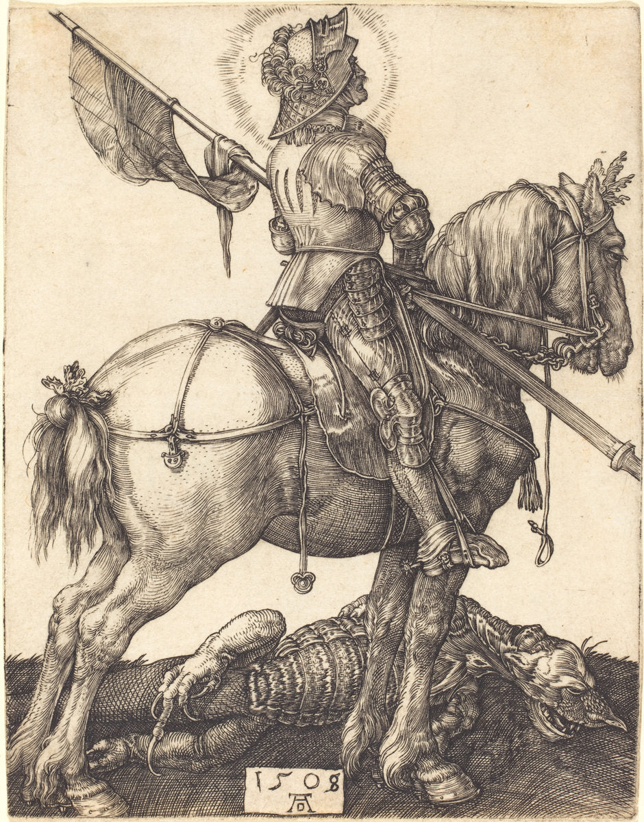 Saint George on Horseback by Albrecht Dürer (German, 1471 - 1528), 16X12"(A3)Poster Print