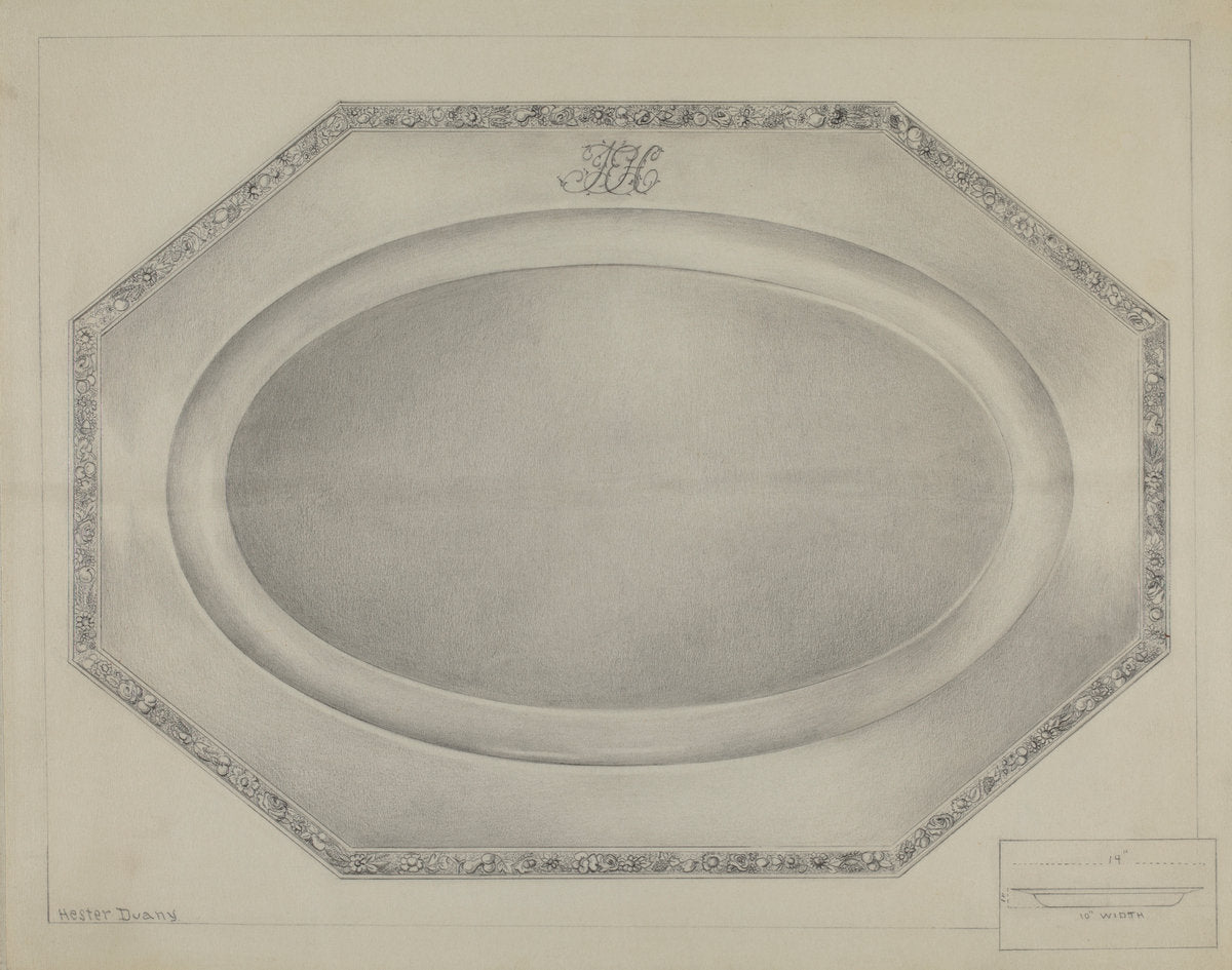 Silver Meat Platter by Hester Duany (American, 1891 - 1964), 16X12"(A3)Poster Print