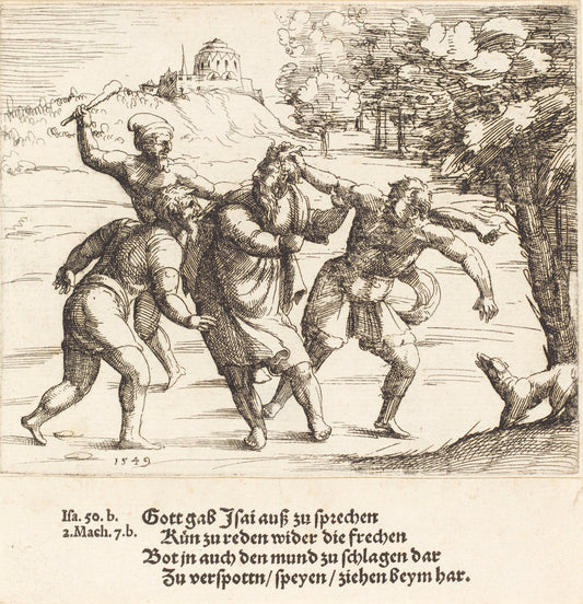 Isaiah Accepts Mockery because of His Faith by Augustin Hirschvogel (German, 1503 - 1553), 16X12"(A3)Poster Print