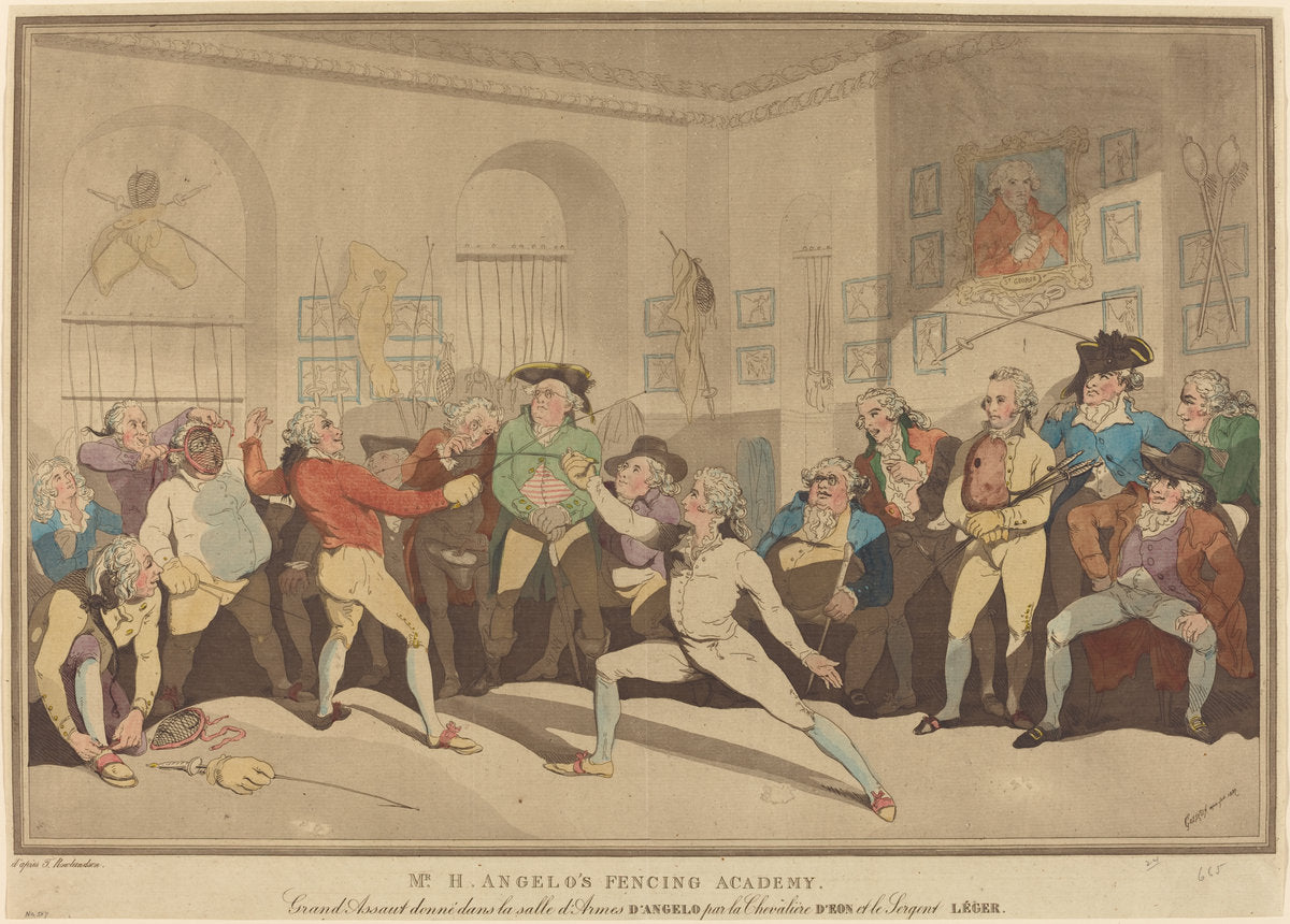 1887 by after Thomas Rowlandson (Mr. H. Angelo's Fencing Academy), 16X12"(A3)Poster Print