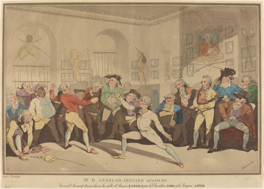 1887 by after Thomas Rowlandson (Mr. H. Angelo's Fencing Academy), 16X12"(A3)Poster Print