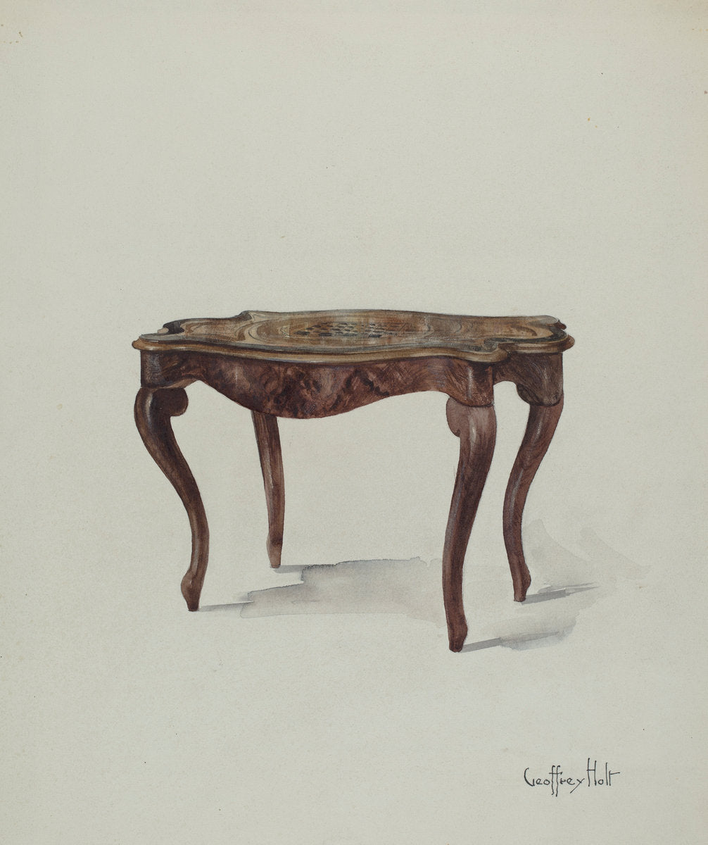 Marquetry Table, Showing Style by Geoffrey Holt (American, active c. 1935), 16X12"(A3)Poster Print