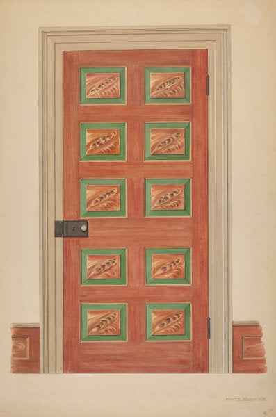 Zoar Door by Fritz Boehmer (American, active c. 1935), 16X12"(A3)Poster Print