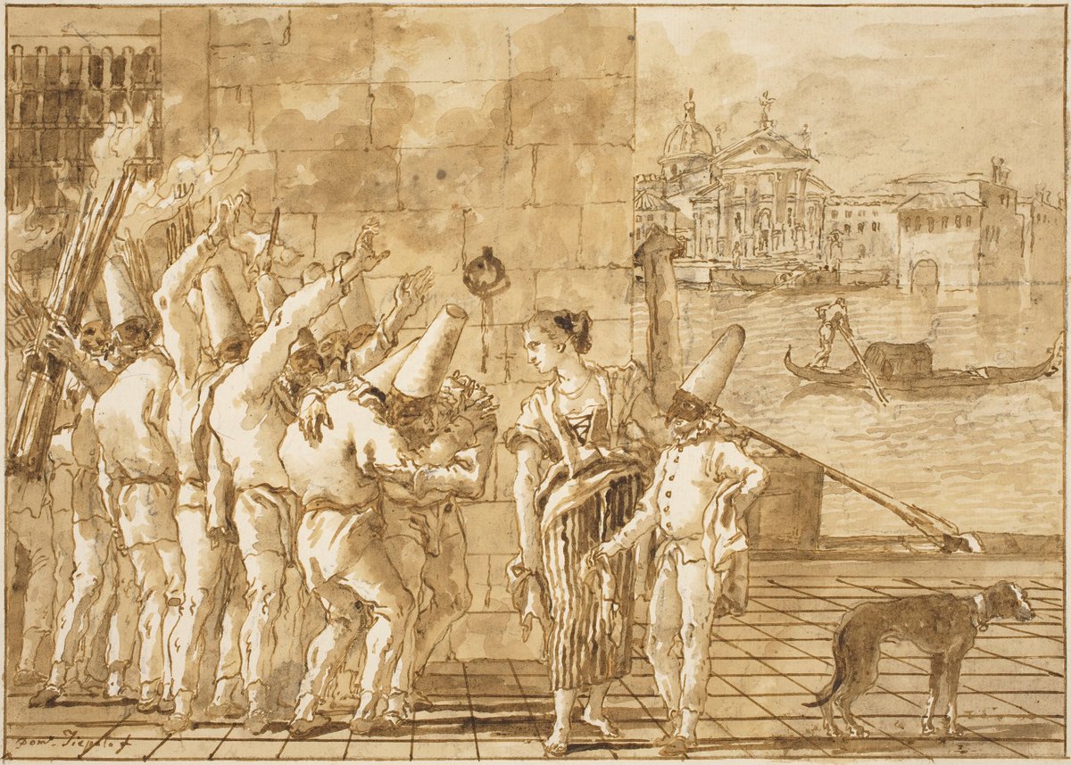 Punchinello's Farewell to Venice by Giovanni Domenico Tiepolo (Venetian, 1727 - 1804), 16X12"(A3)Poster Print
