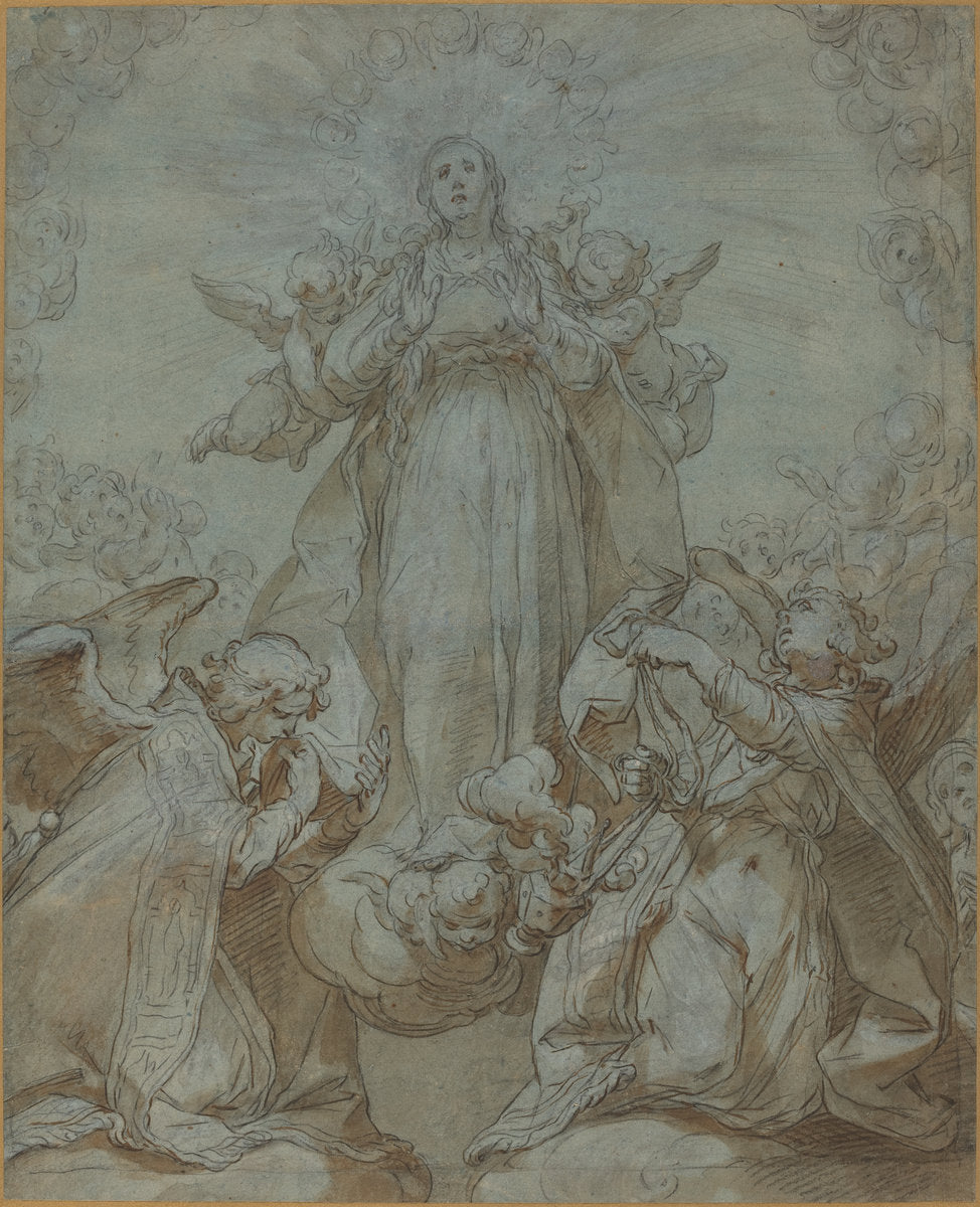 The Virgin in Glory by Abraham Bloemaert (Dutch, 1564 - 1651), 16X12"(A3)Poster Print