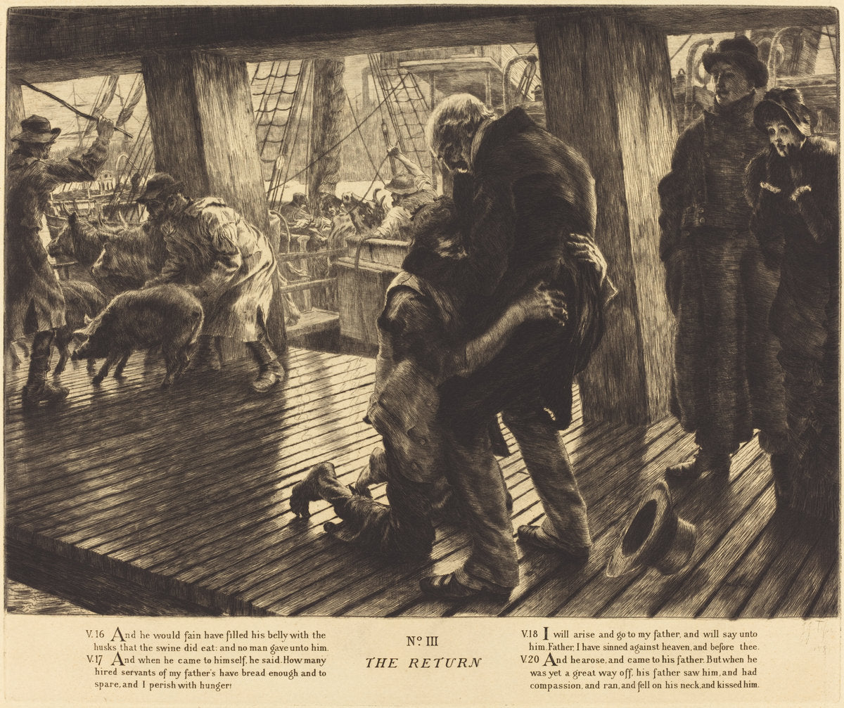 The Return by James Jacques Joseph Tissot (French, 1836 - 1902), 16X12"(A3)Poster Print