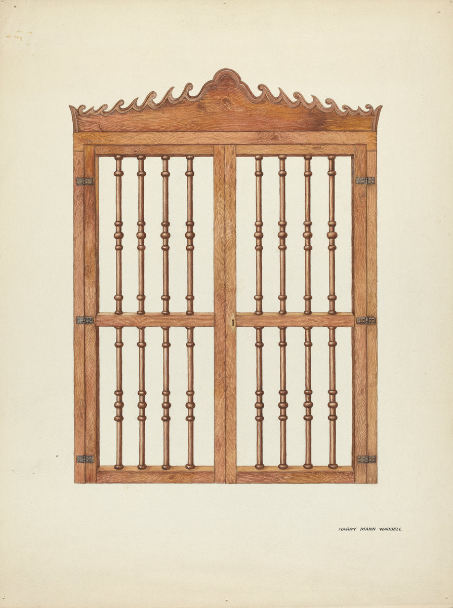 Grille Doors of Wood by Harry Mann Waddell (American, active c. 1935), 16X12"(A3)Poster Print