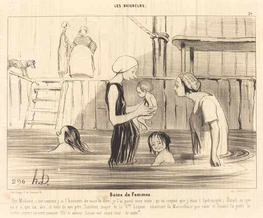Bains de Femmes by Honoré Daumier (French, 1808 - 1879), 16X12"(A3)Poster Print