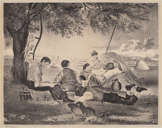 c. 1840 by American 19th Century (Farmer's Nooning), 16X12"(A3)Poster Print