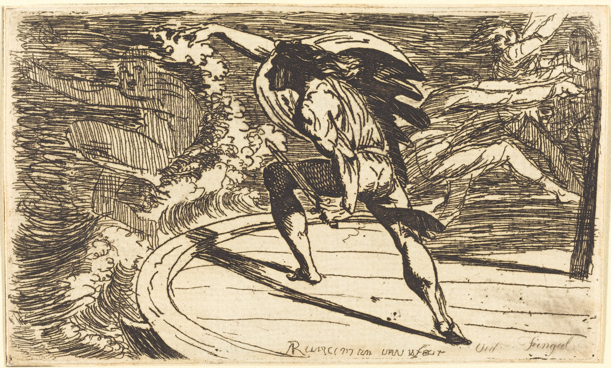 Cormar Attacking the Spirit of the Waters by Alexander Runciman (Scottish, 1736 - 1785), 16X12"(A3)Poster Print