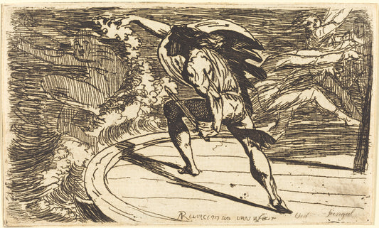 Cormar Attacking the Spirit of the Waters by Alexander Runciman (Scottish, 1736 - 1785), 16X12"(A3)Poster Print