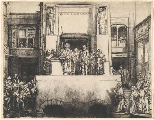 Christ Presented to the People: Oblong Plate by Rembrandt van Rijn (Dutch, 1606 - 1669), 16X12"(A3)Poster Print