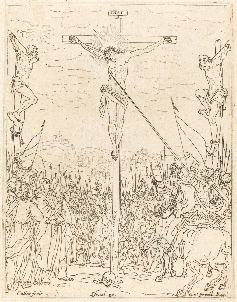 Christ on the Cross by Jacques Callot (French, 1592 - 1635), 16X12"(A3)Poster Print