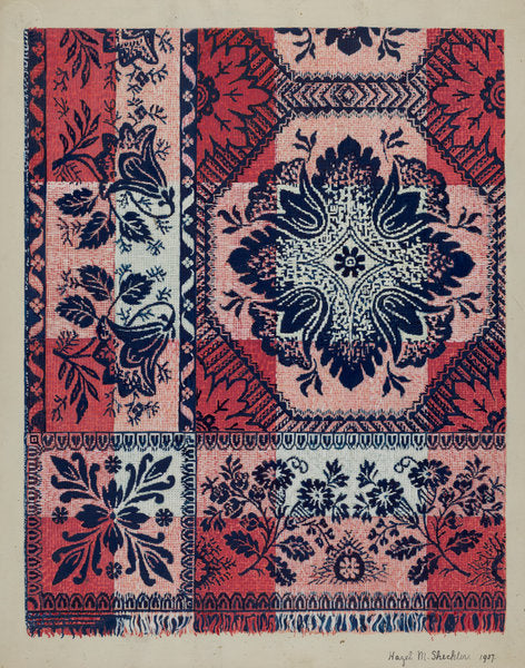 Coverlet by Hazel Sheckler (American, active c. 1935), 16X12"(A3)Poster Print