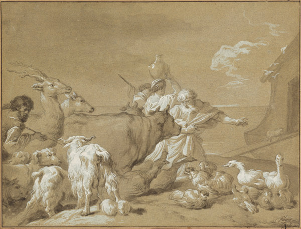 Noah Leading the Animals into the Ark by François-André Vincent after Giovanni Benedetto Castiglione (French, 1746 - 1816), 16X12"(A3)Poster Print