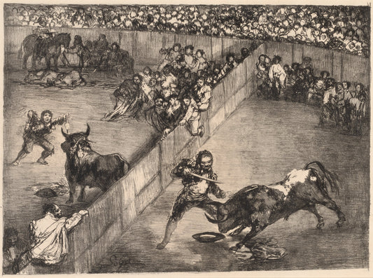 Bullfight in a Divided Ring by Francisco de Goya (Spanish, 1746 - 1828), 16X12"(A3)Poster Print