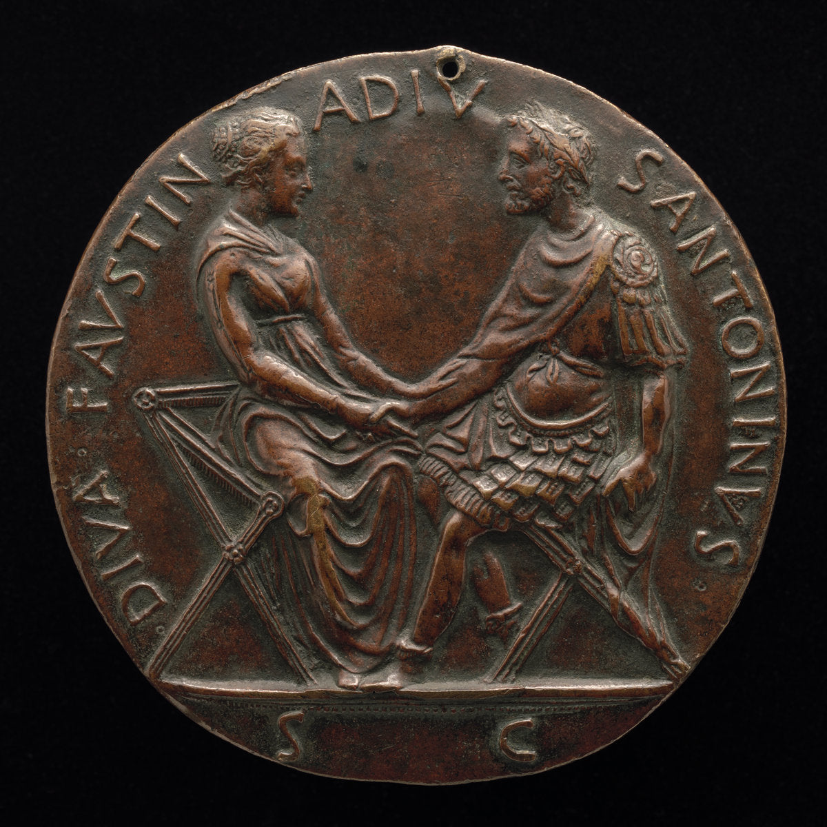 Antonius Pius and Faustina Joining Hands [reverse] by Filarete (Italian, c. 1400 - 1469), 16X12"(A3)Poster Print