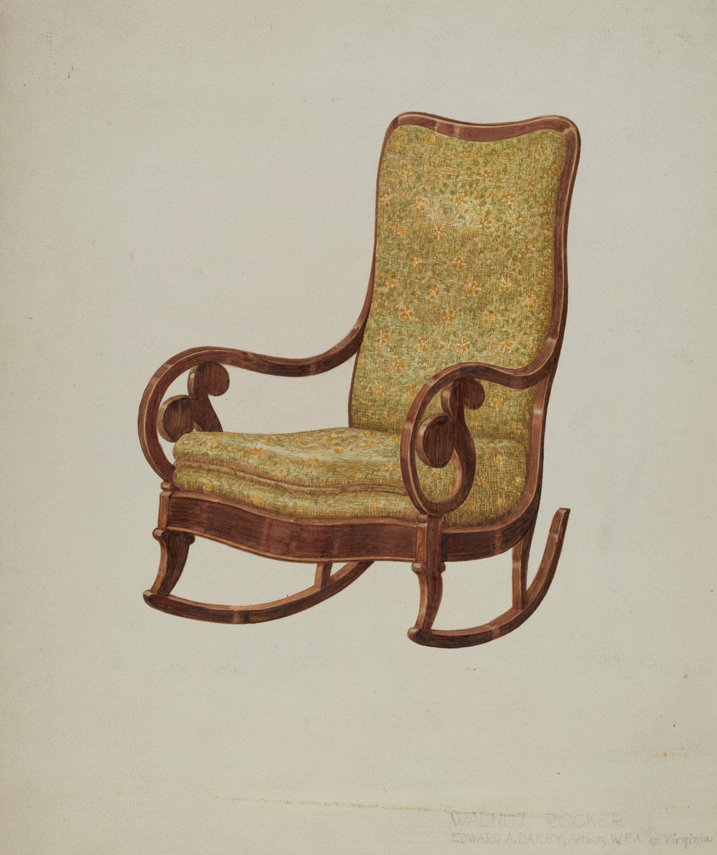 Rocking Chair by Edward A. Darby (American, active c. 1935), 16X12"(A3)Poster Print