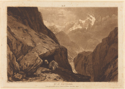 Mt. Saint Gothard by Joseph Mallord William Turner and Charles Turner (British, 1773 - 1857), 16X12"(A3)Poster Print