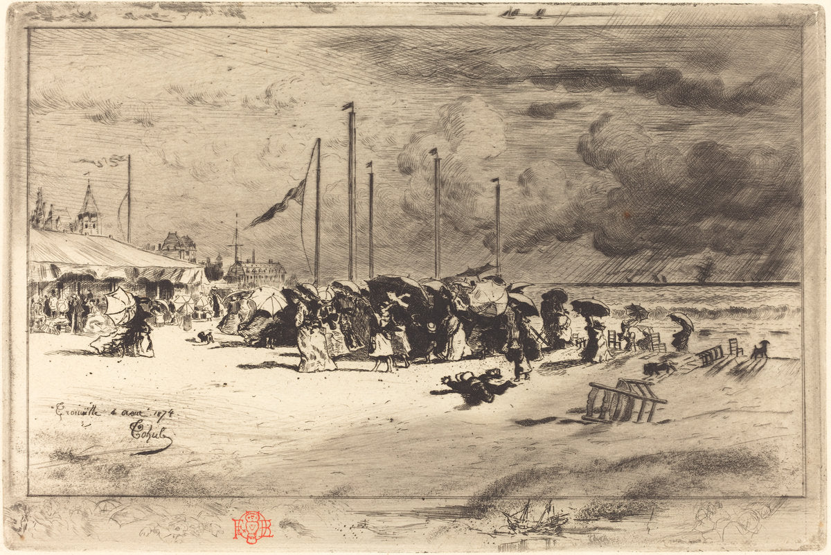 Un Grain à Trouville (Squall at Trouville) by Félix-Hilaire Buhot (French, 1847 - 1898), 16X12"(A3)Poster Print