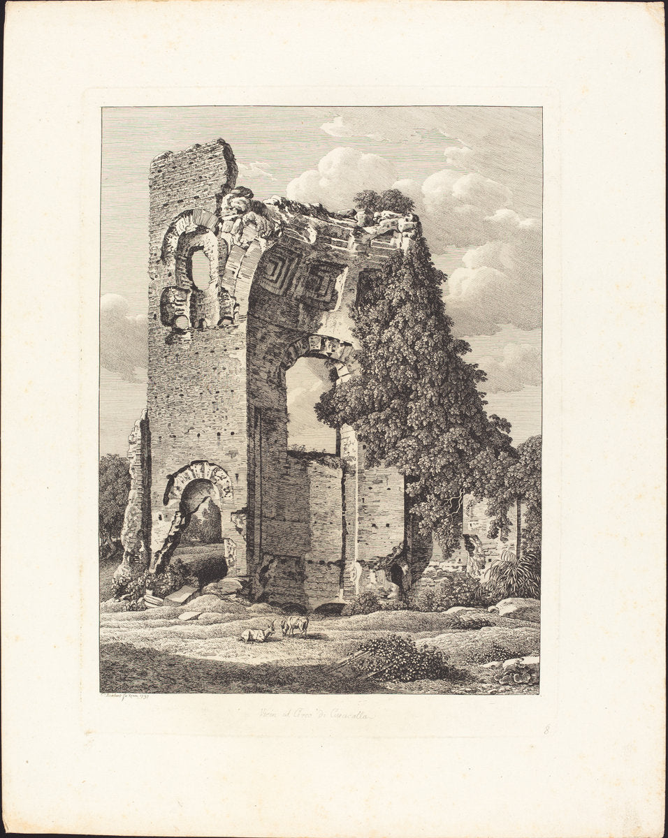 Vicino al Circo di Caracalla by Johann Christian Reinhart (German, 1761 - 1847), 16X12"(A3)Poster Print