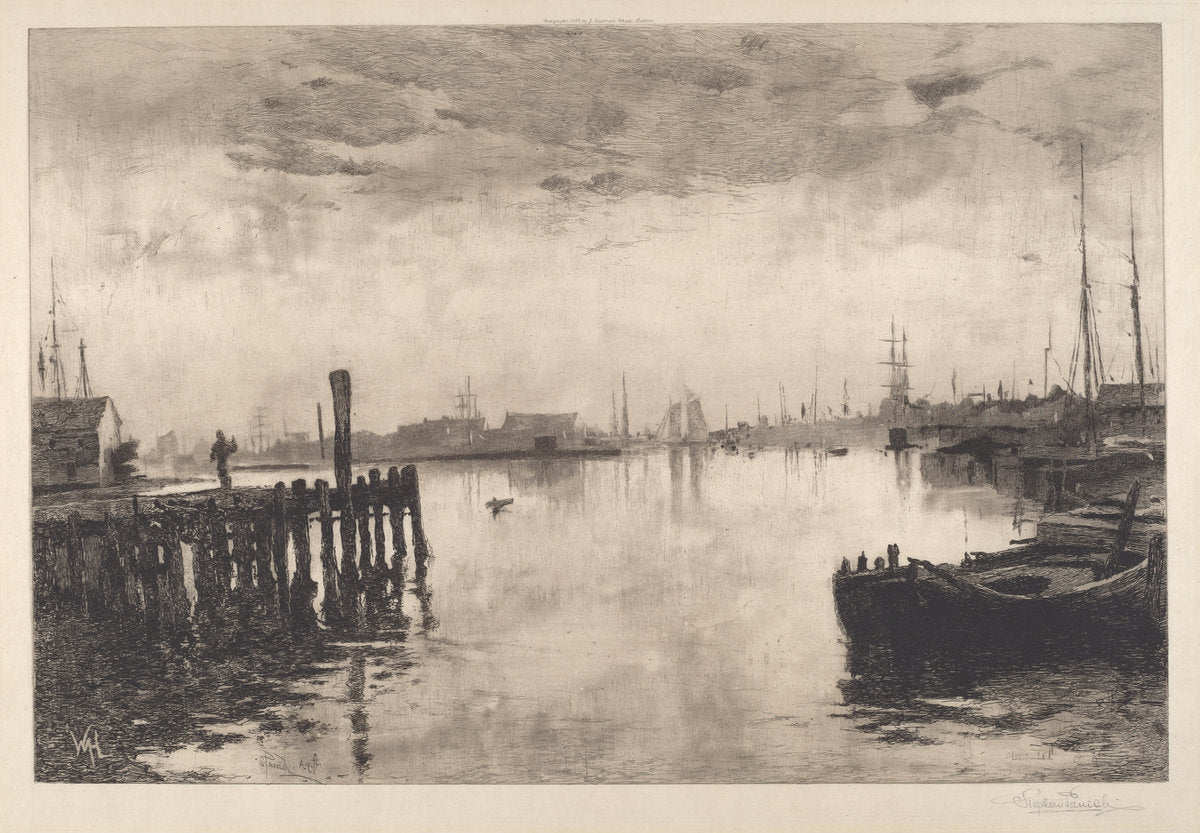 Gloucester Harbor by Stephen Parrish (American, 1846 - 1938), 16X12"(A3)Poster Print
