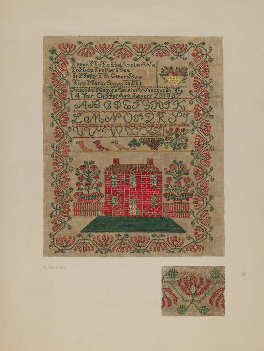Sampler by Eileen Knox (American, active c. 1935), 16X12"(A3)Poster Print