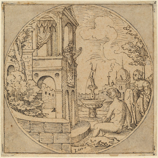 David and Bathsheba by Virgil Solis (German, 1514 - 1562), 16X12"(A3)Poster Print