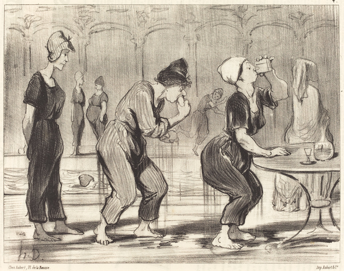 Entre deux plongeons by Honoré Daumier (French, 1808 - 1879), 16X12"(A3)Poster Print
