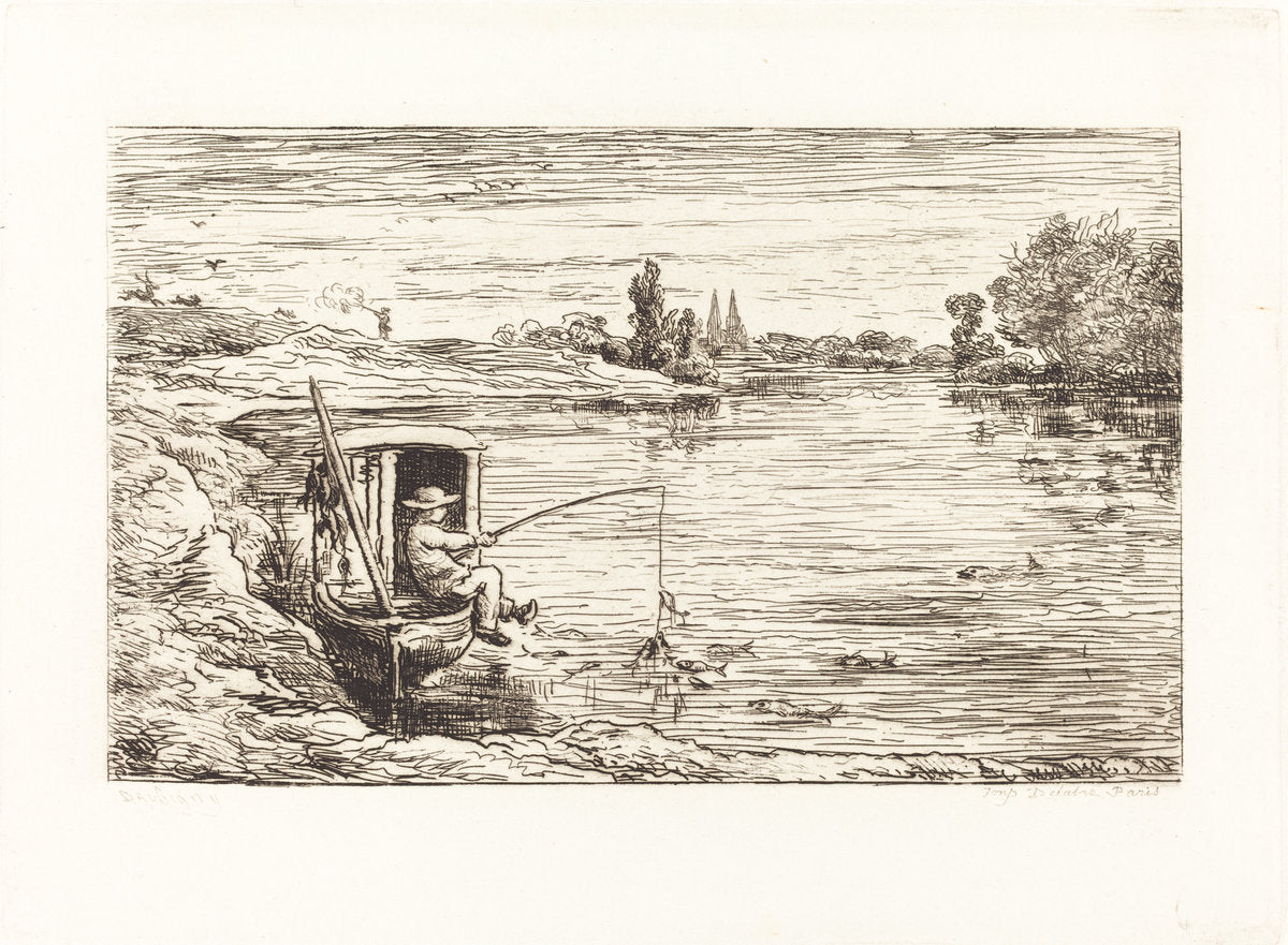 Cabin Boy Fishing (Le Mousse a la peche) by Charles-François Daubigny (French, 1817 - 1878), 16X12"(A3)Poster Print