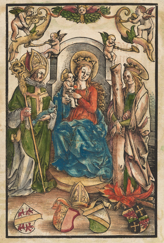 The Madonna with Saint Ulrich and Saint Afra [recto] by Urs Graf I (Swiss, c. 1485 - 1527/1529), 16X12"(A3)Poster Print