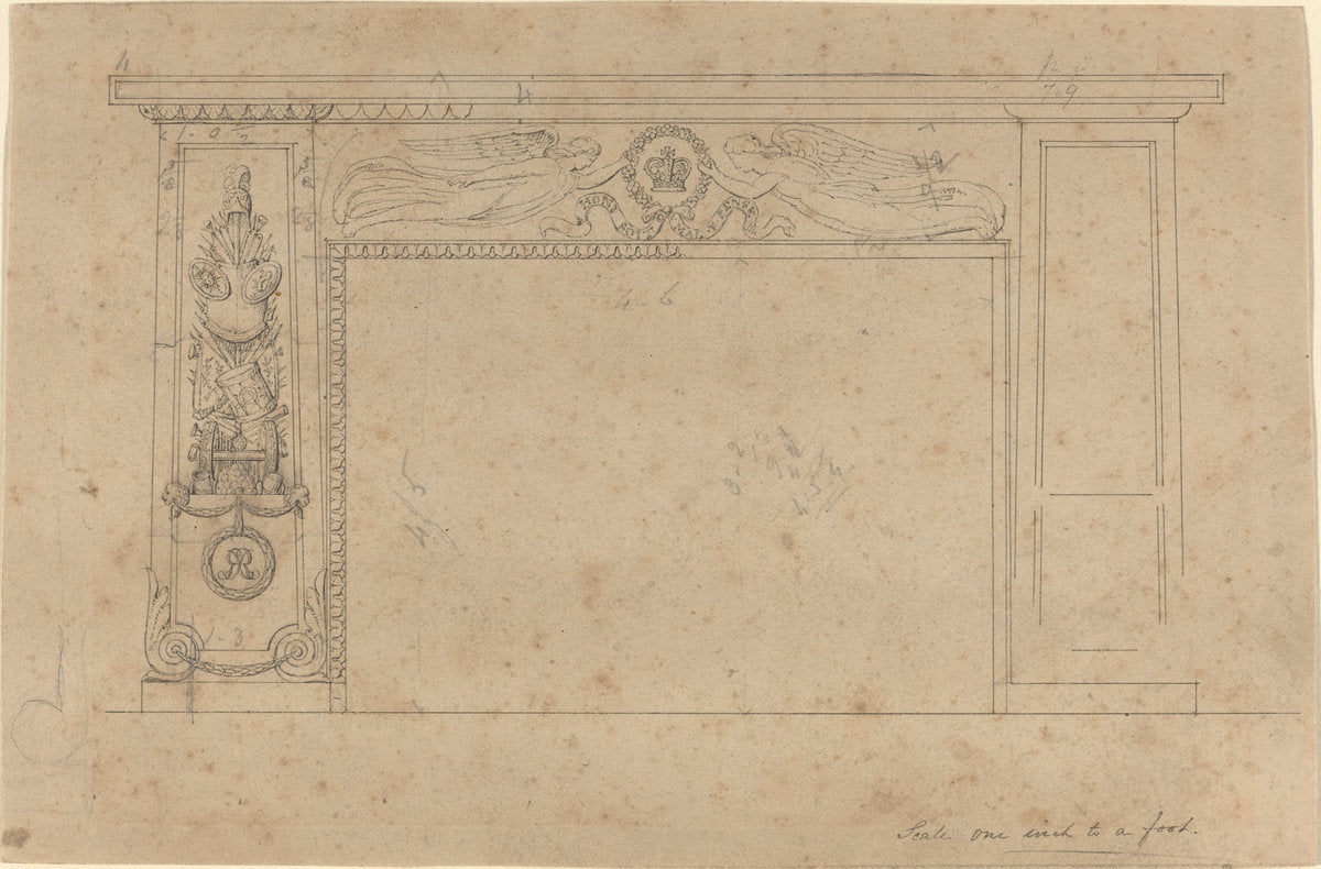Design for a Chimney by John Flaxman (British, 1755 - 1826), 16X12"(A3)Poster Print