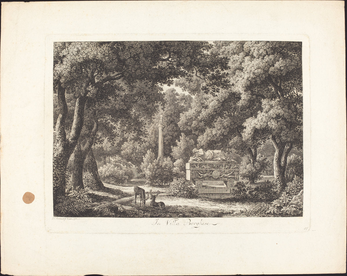 In villa Borghese by Johann Christian Reinhart (German, 1761 - 1847), 16X12"(A3)Poster Print